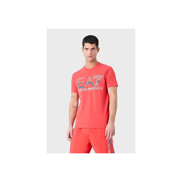 Emporio Armani EA7 T-Shirt Logo Series in Jersey di Cotone Stretch (Corallo)