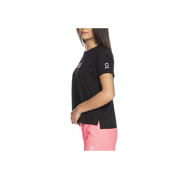 SUNS - T-Shirt Nera in Cotone con Logo Stampato sul Petto e sulla Manica. Il