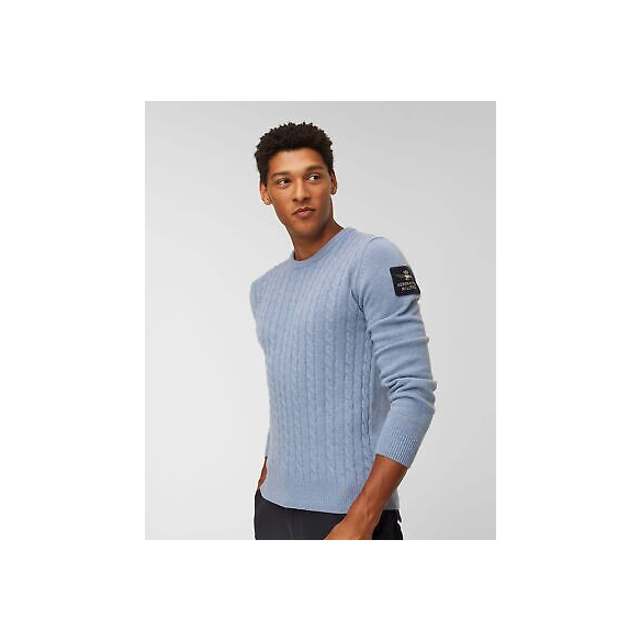 Aeronautica Militare Pullover a trecce in Lana Vergine (Celestino)