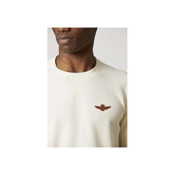 Aeronautica Militare Felpa Girocollo in Cotone Comfort Fit (Cream-White)