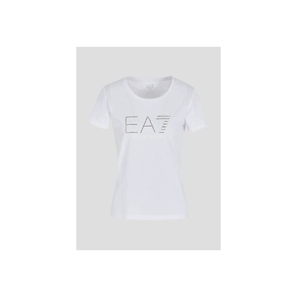 Emporio Armani EA7 T-Shirt Girocollo Sparkle in Cotone (White)