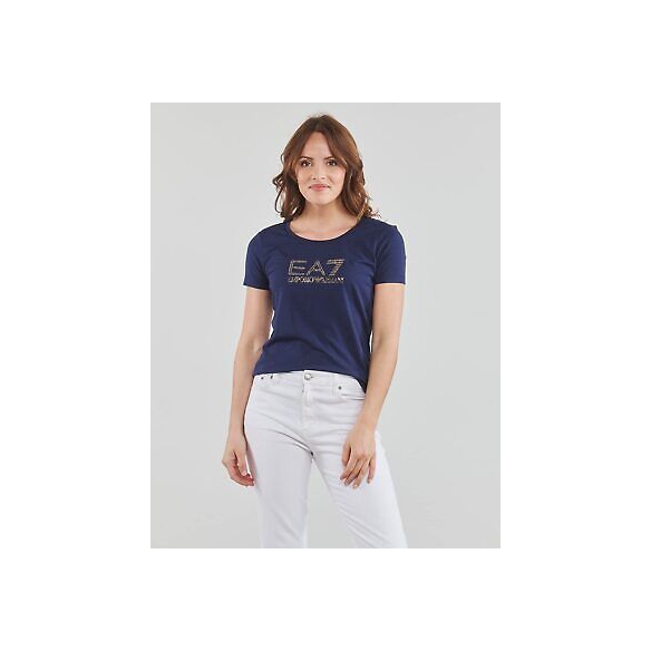 Emporio Armani EA7 T-Shirt Donna Evolution in Jersey di Misto Cotone (Blu Navy)