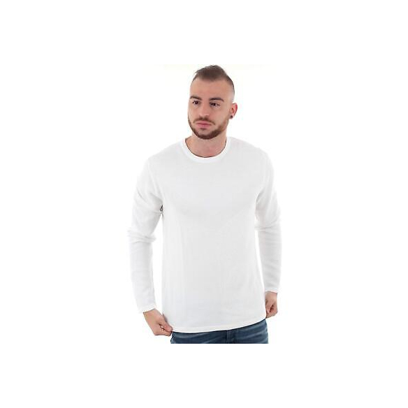 Jack&Jones Pull Uomo L a Manica Lunga Bianco 12163320 JCOMOON Knit Crew Neck