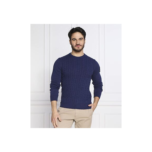 Aeronautica Militare Pullover uomo a trecce in lana vergine MA1395 Colore Blu
