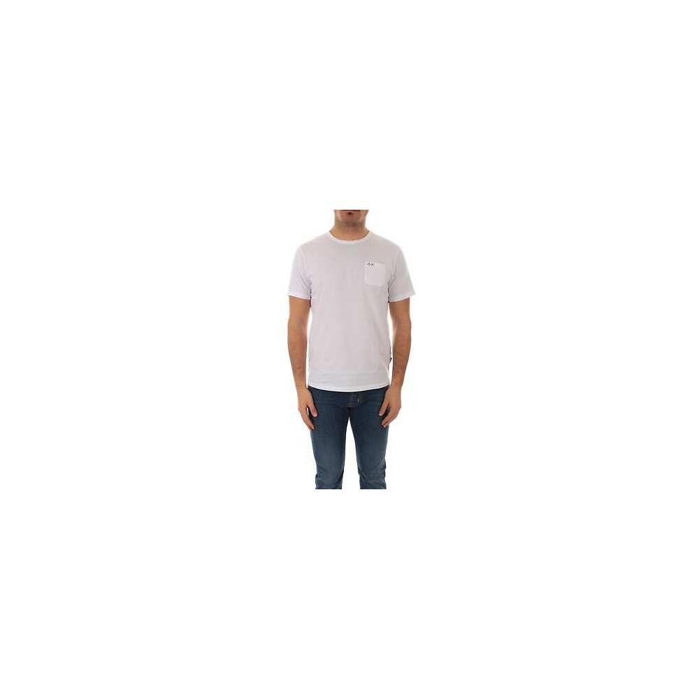 SUN68 T-Shirt Uomo Round Solid Pocket...