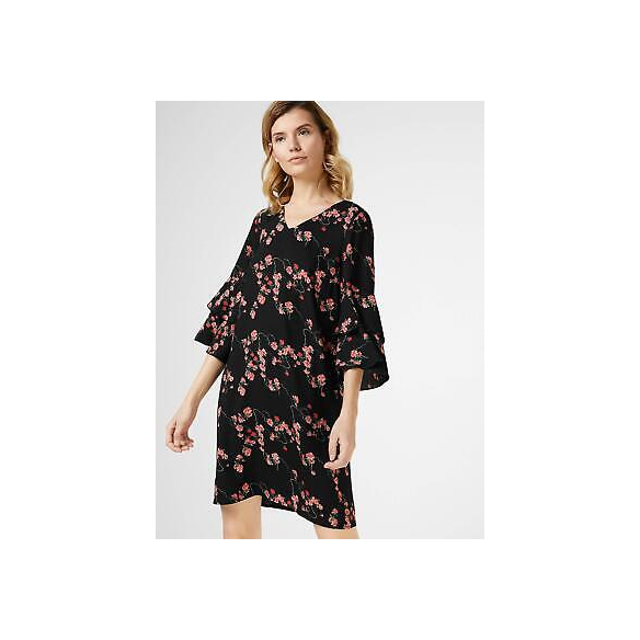 Vero Moda Vmlala 7/8 Short Straight Dress D2-3 Vestito, Nero (Black AOP: Lala
