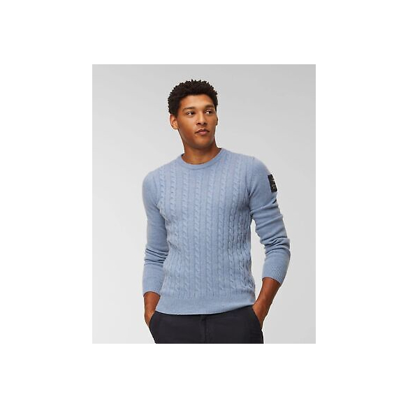 Aeronautica Militare Pullover a trecce in Lana Vergine (Celestino)