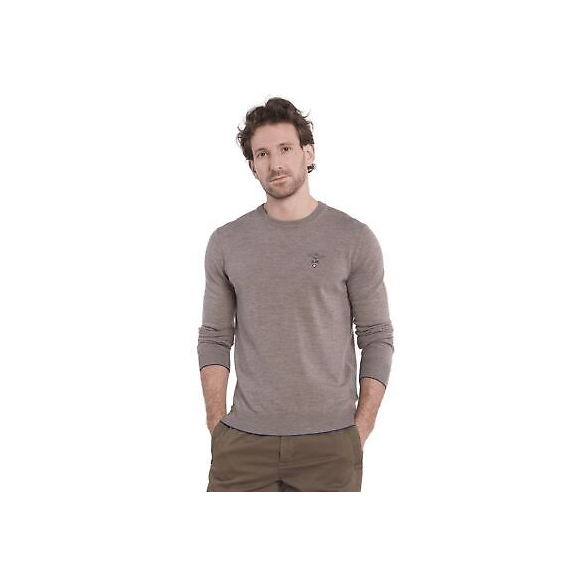 Aeronautica Militare Maglia Girocollo Uomo in Pura Lana (Beige Melange)