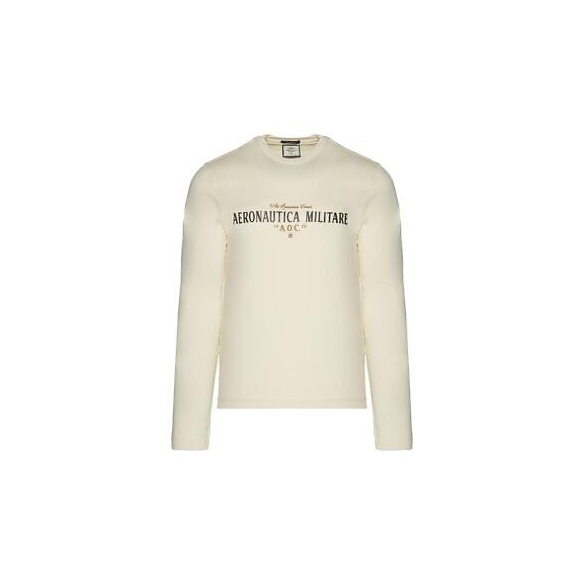 Aeronautica Militare Maglia M.L. con Stampa in Gomma A.O.C. (Cream White)