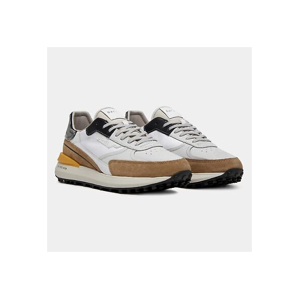 D.A.T.E. Sneakers Uomo Lampo Nylon (White-Beige)