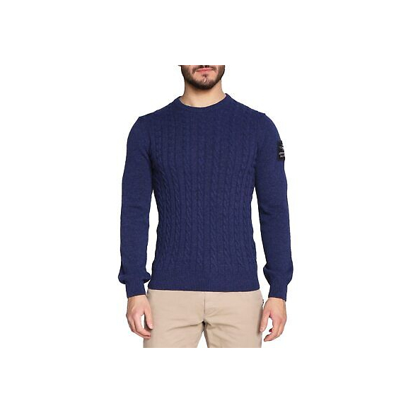 Aeronautica Militare Pullover uomo a trecce in lana vergine MA1395 Colore Blu
