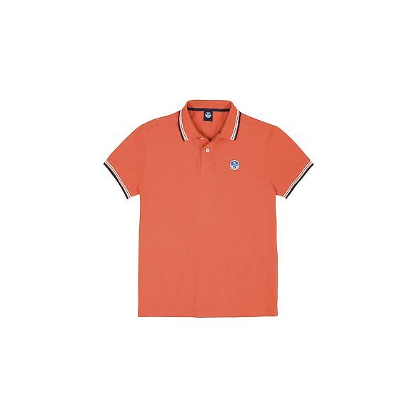 North Sails Maniche di Base di Polo del Cotone con Corte E Strisce - S