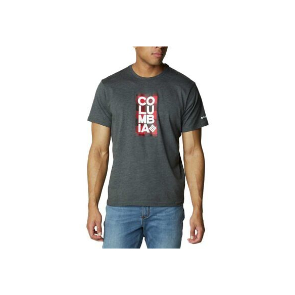 Columbia Trek Logo Short Sleeve, T-Shirt a Maniche Corte, Uomo, Nero (Shark